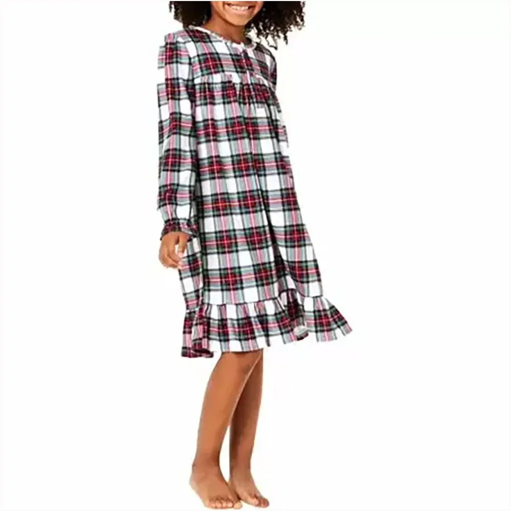 Family Pjs Kids Girls Stewart Plaid Nightgown Pajama Holiday Size 14-16